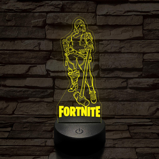 Fortnite női karakter kalapáccsal 7 színű 3D led lámpa