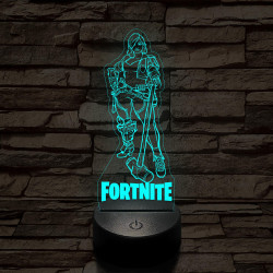 Fortnite női karakter kalapáccsal 7 színű 3D led lámpa