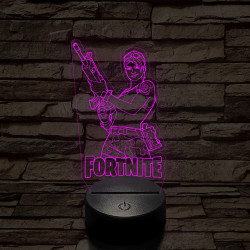 Fortnite női fegyveres karakter 7 színű 3D led lámpa