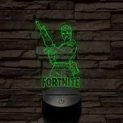 Fortnite női fegyveres karakter 7 színű 3D led lámpa