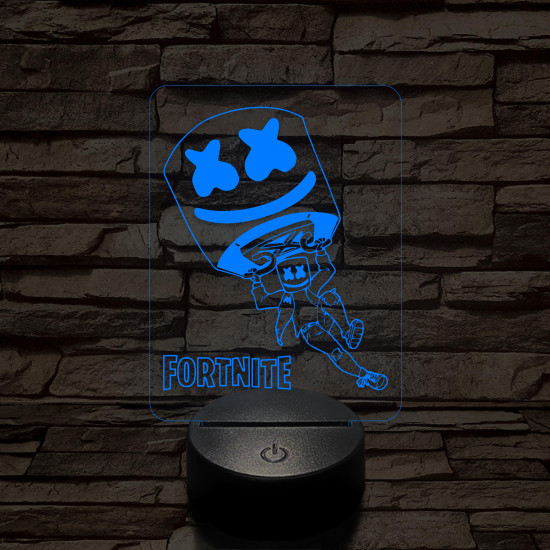 Fortnite Marshmello 7 színű 3D led lámpa