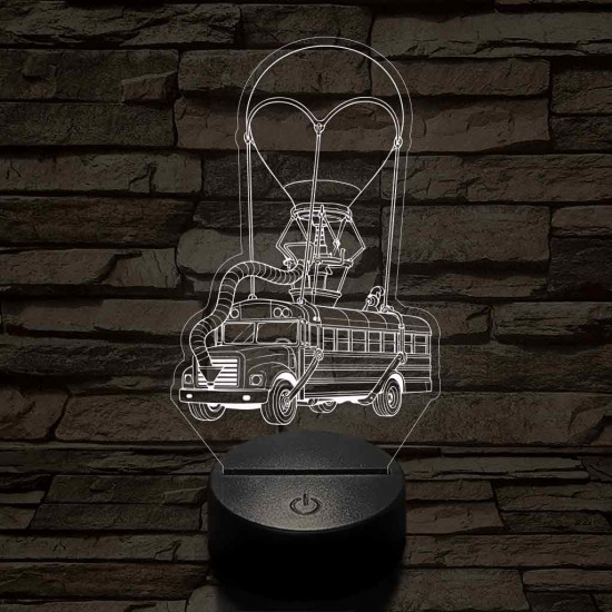 Fortnite Battle Bus 7 színű 3D led lámpa