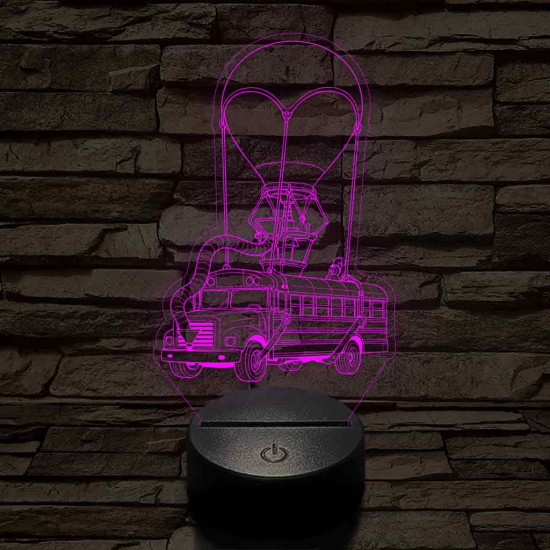 Fortnite Battle Bus 7 színű 3D led lámpa