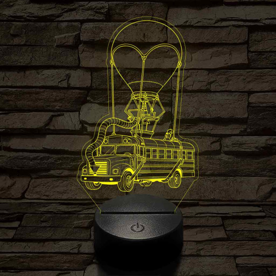 Fortnite Battle Bus 7 színű 3D led lámpa