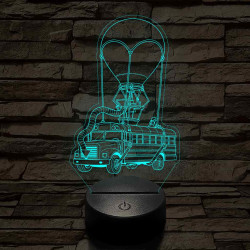 Fortnite Battle Bus 7 színű 3D led lámpa
