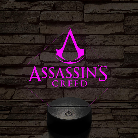 Assassin's creed logo 7 színű 3D led lámpa