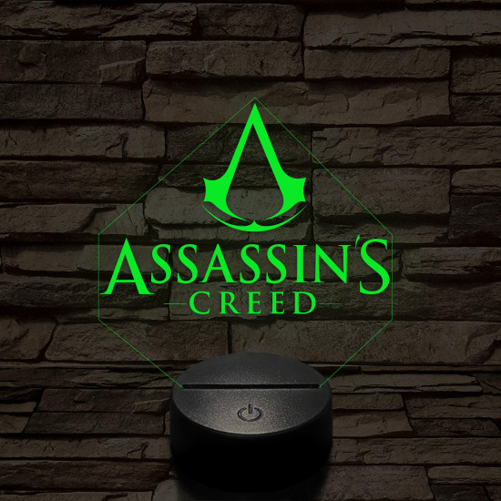 Assassin's creed logo 7 színű 3D led lámpa