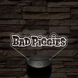 Angry Birds - BadPiggies logo felirat 7 színű 3D led lámpa