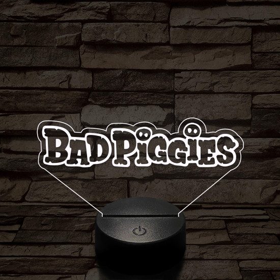 Angry Birds - BadPiggies logo felirat 7 színű 3D led lámpa