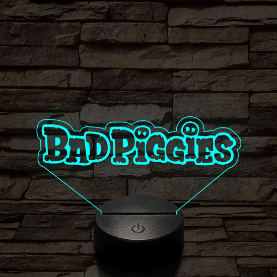 Angry Birds - BadPiggies logo felirat 7 színű 3D led lámpa