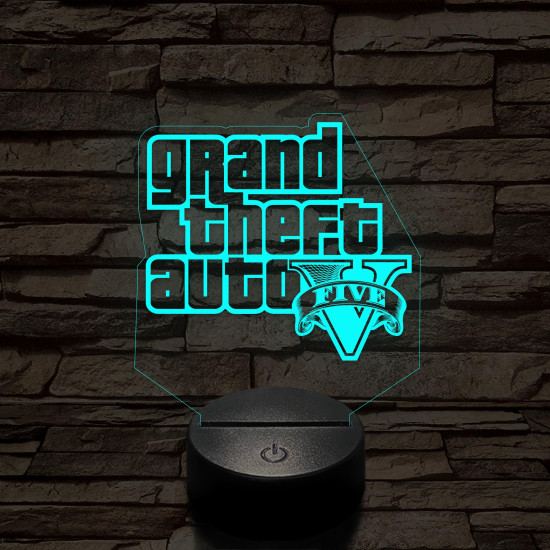 GTA V logo 7 színű 3D led lámpa
