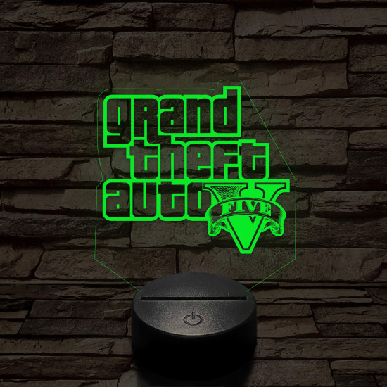 GTA V logo 7 színű 3D led lámpa