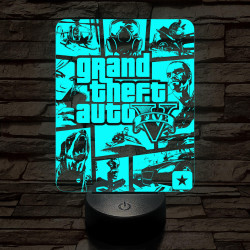 GTA V 7 színű 3D led lámpa