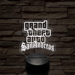 GTA San Andreas logo 7 színű 3D led lámpa