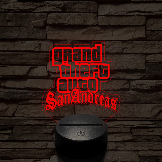 GTA San Andreas logo 7 színű 3D led lámpa