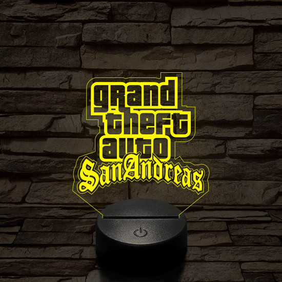 GTA San Andreas logo 7 színű 3D led lámpa