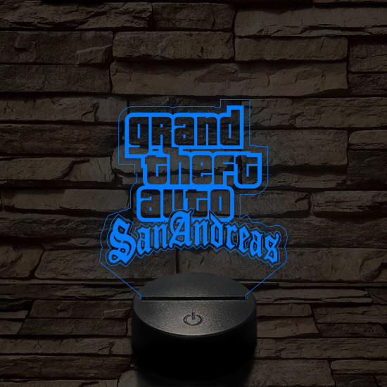 GTA San Andreas logo 7 színű 3D led lámpa