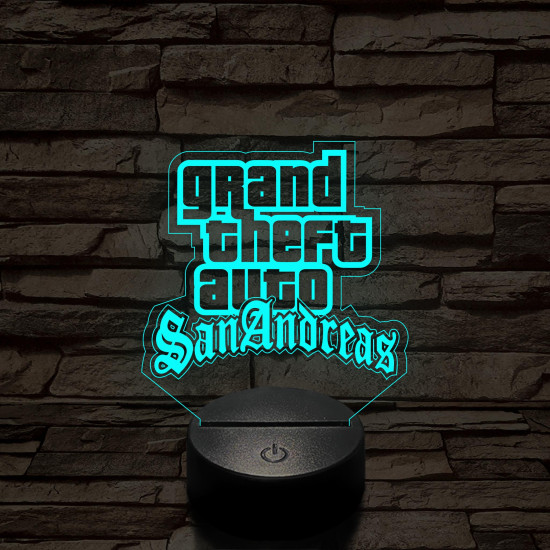 GTA San Andreas logo 7 színű 3D led lámpa