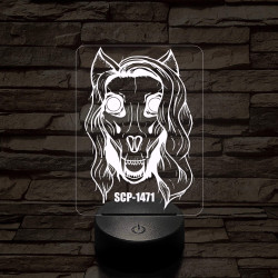 SCP-1471 Skull dog 7 színű 3D led lámpa