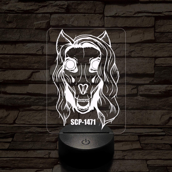 SCP-1471 Skull dog 7 színű 3D led lámpa