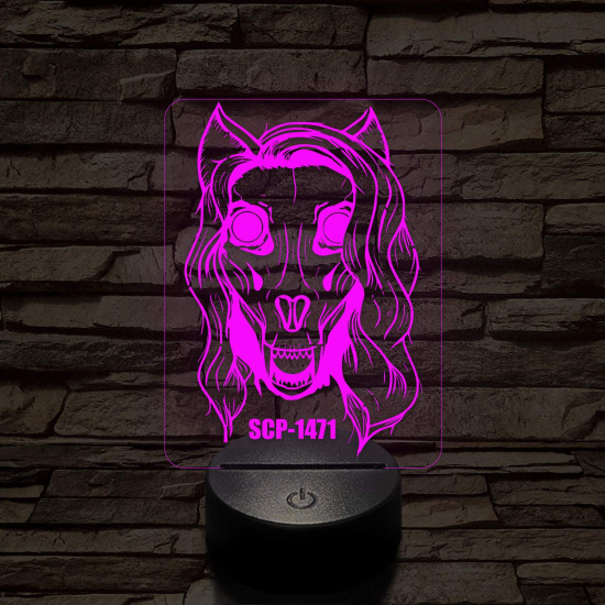 SCP-1471 Skull dog 7 színű 3D led lámpa
