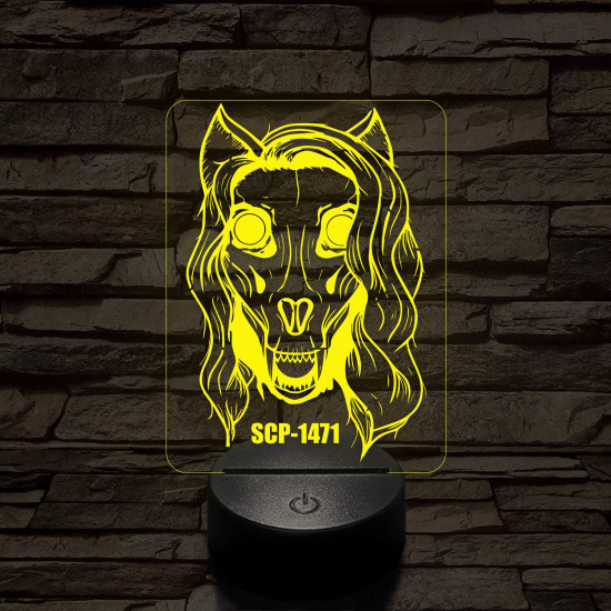 SCP-1471 Skull dog 7 színű 3D led lámpa