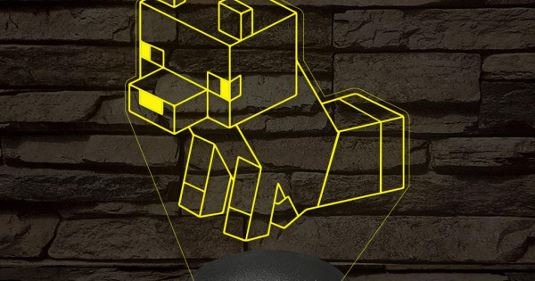 Minecraft ülő róka 7 színű 3D led lámpa - 3dlampa.hu webáruház