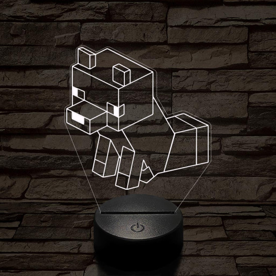 Minecraft ülő róka 7 színű 3D led lámpa