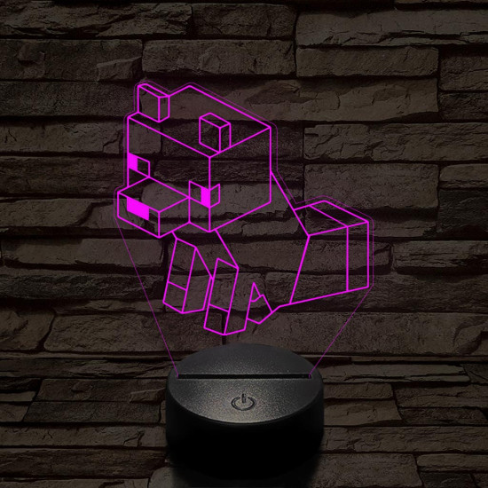 Minecraft ülő róka 7 színű 3D led lámpa