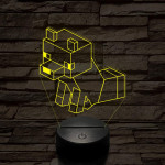 Minecraft ülő róka 7 színű 3D led lámpa