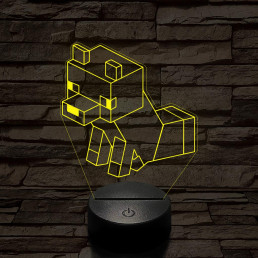 Minecraft ülő róka 7 színű 3D led lámpa