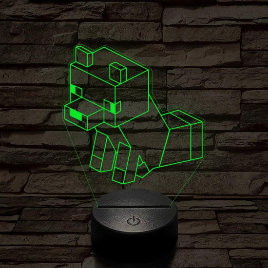 Minecraft ülő róka 7 színű 3D led lámpa