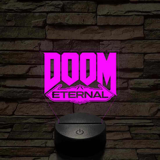DOOM logo 7 színű 3D led lámpa