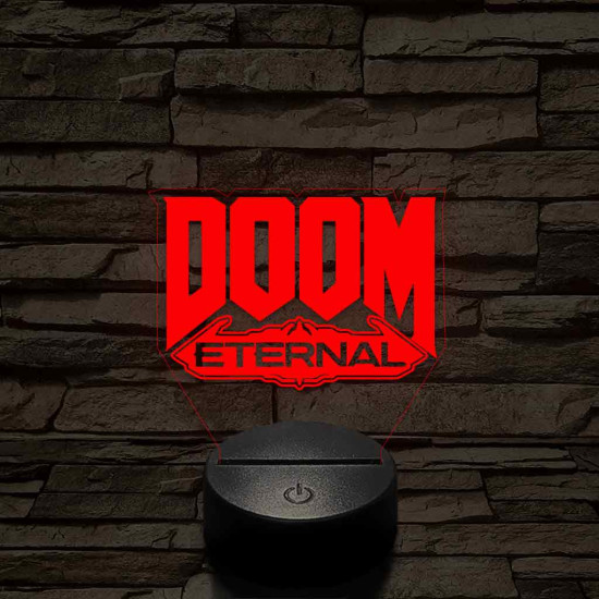 DOOM logo 7 színű 3D led lámpa