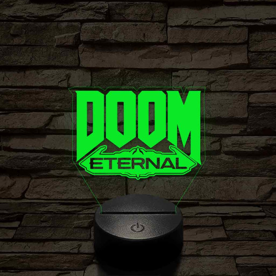 DOOM logo 7 színű 3D led lámpa
