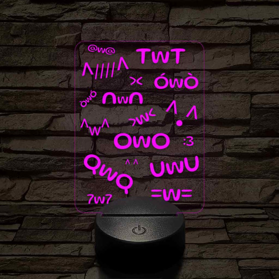 Anime UwU 7 színű 3D led lámpa