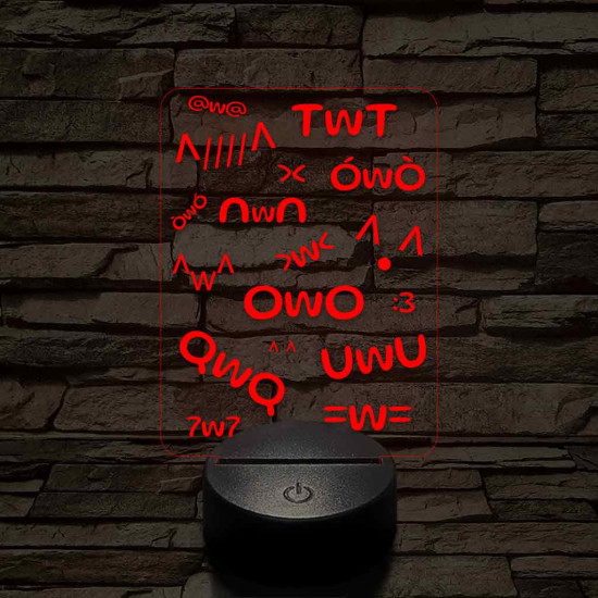 Anime UwU 7 színű 3D led lámpa