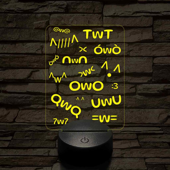 Anime UwU 7 színű 3D led lámpa