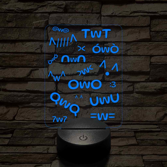 Anime UwU 7 színű 3D led lámpa
