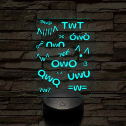 Anime UwU 7 színű 3D led lámpa