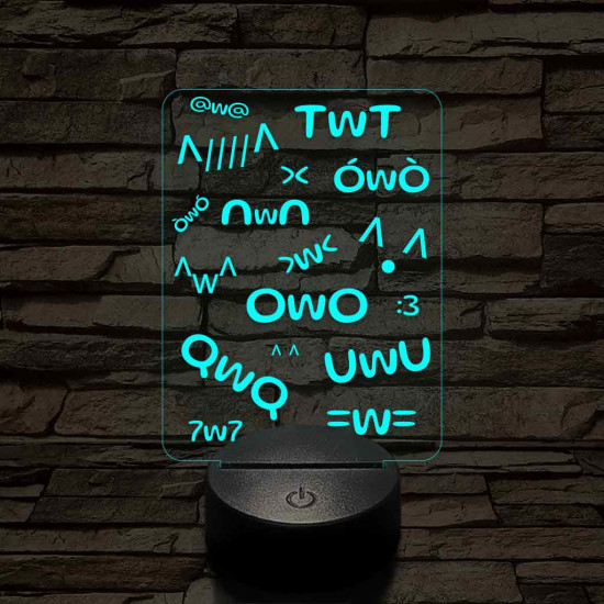 Anime UwU 7 színű 3D led lámpa