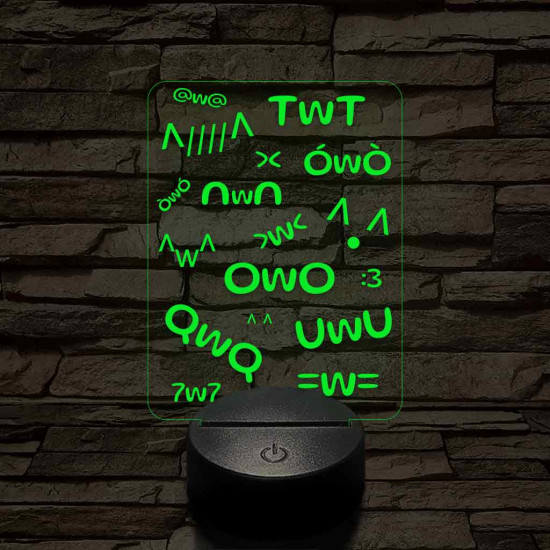 Anime UwU 7 színű 3D led lámpa