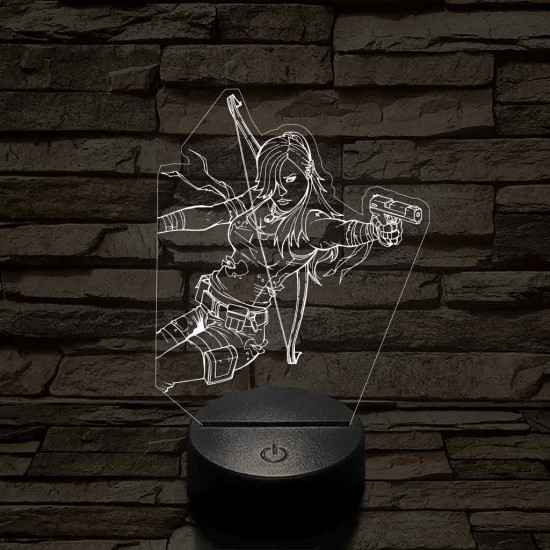 Tomb Raider Lara 7 színű 3D led lámpa