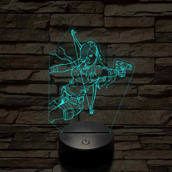 Tomb Raider Lara 7 színű 3D led lámpa