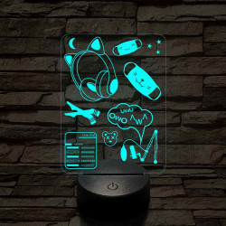 Streamer cuki montázs 7 színű 3D led lámpa