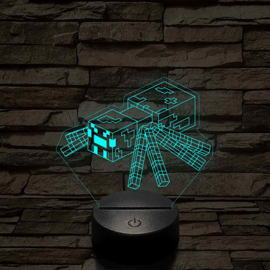 Minecraft Pók 7 színű 3D led lámpa