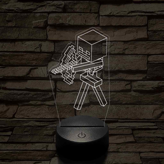 Minecraft csontváz harcos 7 színű 3D led lámpa