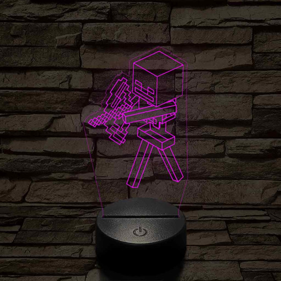 Minecraft csontváz harcos 7 színű 3D led lámpa