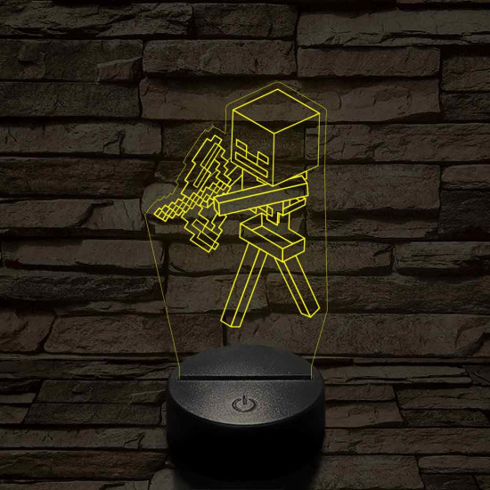 Minecraft csontváz harcos 7 színű 3D led lámpa