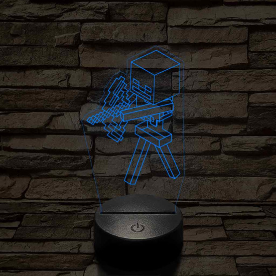 Minecraft csontváz harcos 7 színű 3D led lámpa